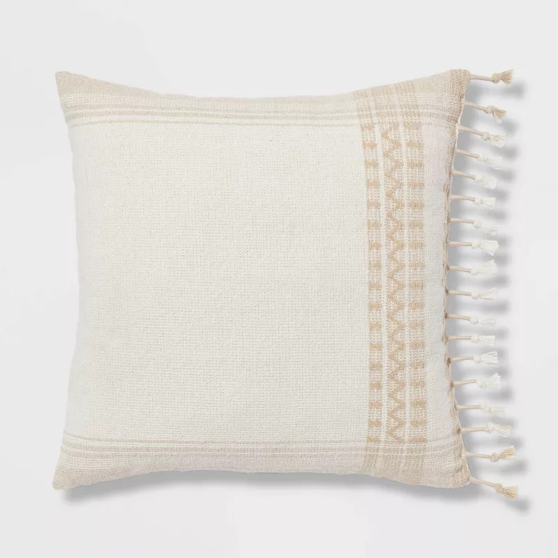 Square Woven Pattern Tassel Decorative Throw Pillow - Threshold™ | Target