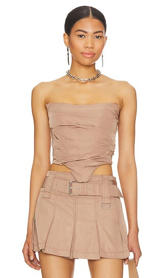 Ariella Corset Top in Khaki Brown | Revolve Clothing (Global)