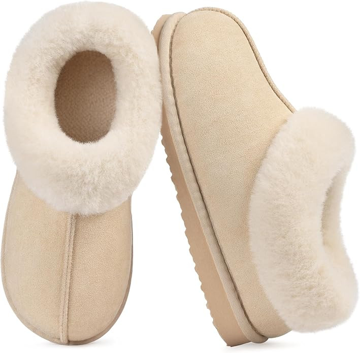 Fuzzy House Slippers for Women Comfortable Memory Foam Warm Shoes | Amazon (US)