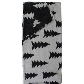 55 in. x 63 in. White Knit Christmas Throw Blanket with Black Trees | The Home Depot