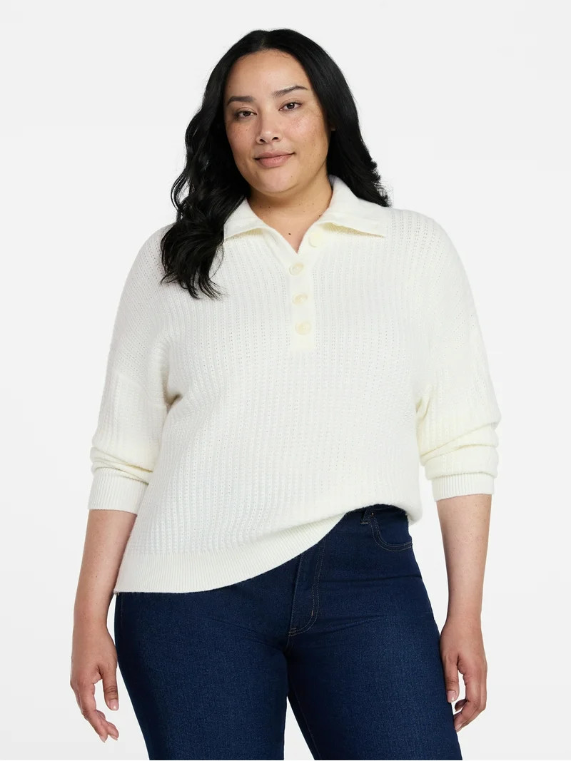 Time and Tru Women's Pullover Henley Sweater, Sizes XS-XXXL | Walmart (US)