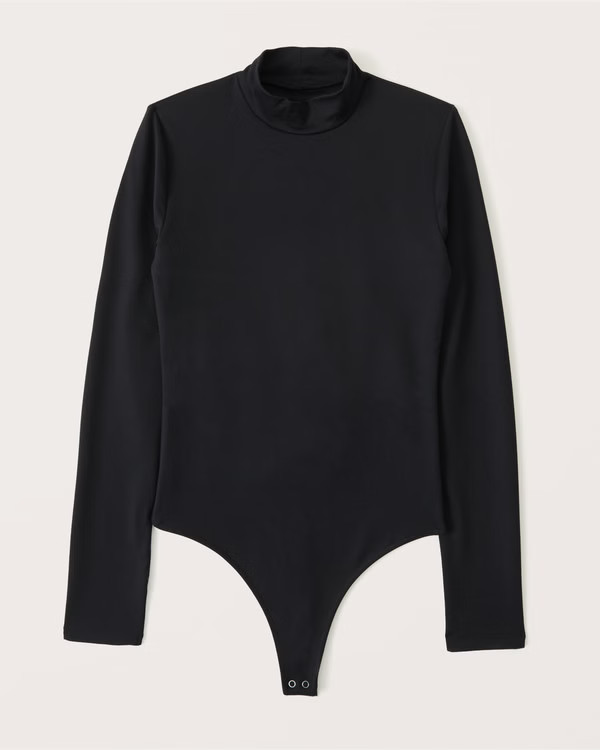 Long-Sleeve Seamless Fabric Open Back Mockneck Bodysuit | Abercrombie & Fitch (US)