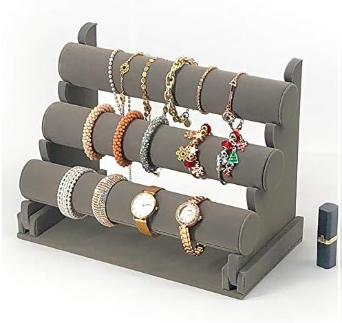 7TH VELVET Bracelet Holder, Grey Velvet Jewelry Display Stand, Detachable Bracelet Display Organizer | Amazon (US)