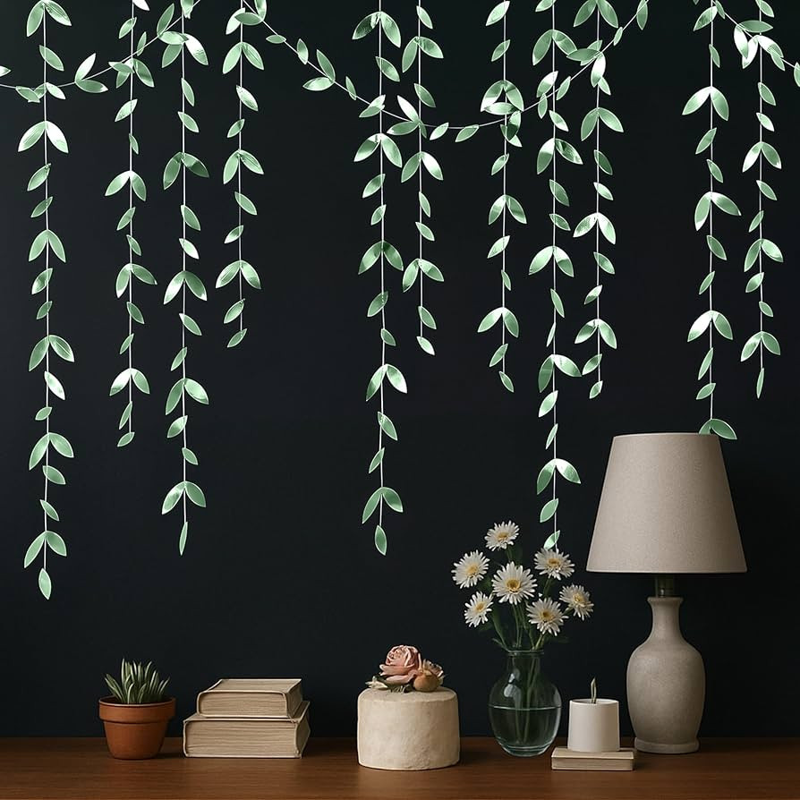 KatchOn, Sage Green Paper Leaf Garland – Pack of 5 | Hanging Leaves Streamer Banner for Green P... | Amazon (US)
