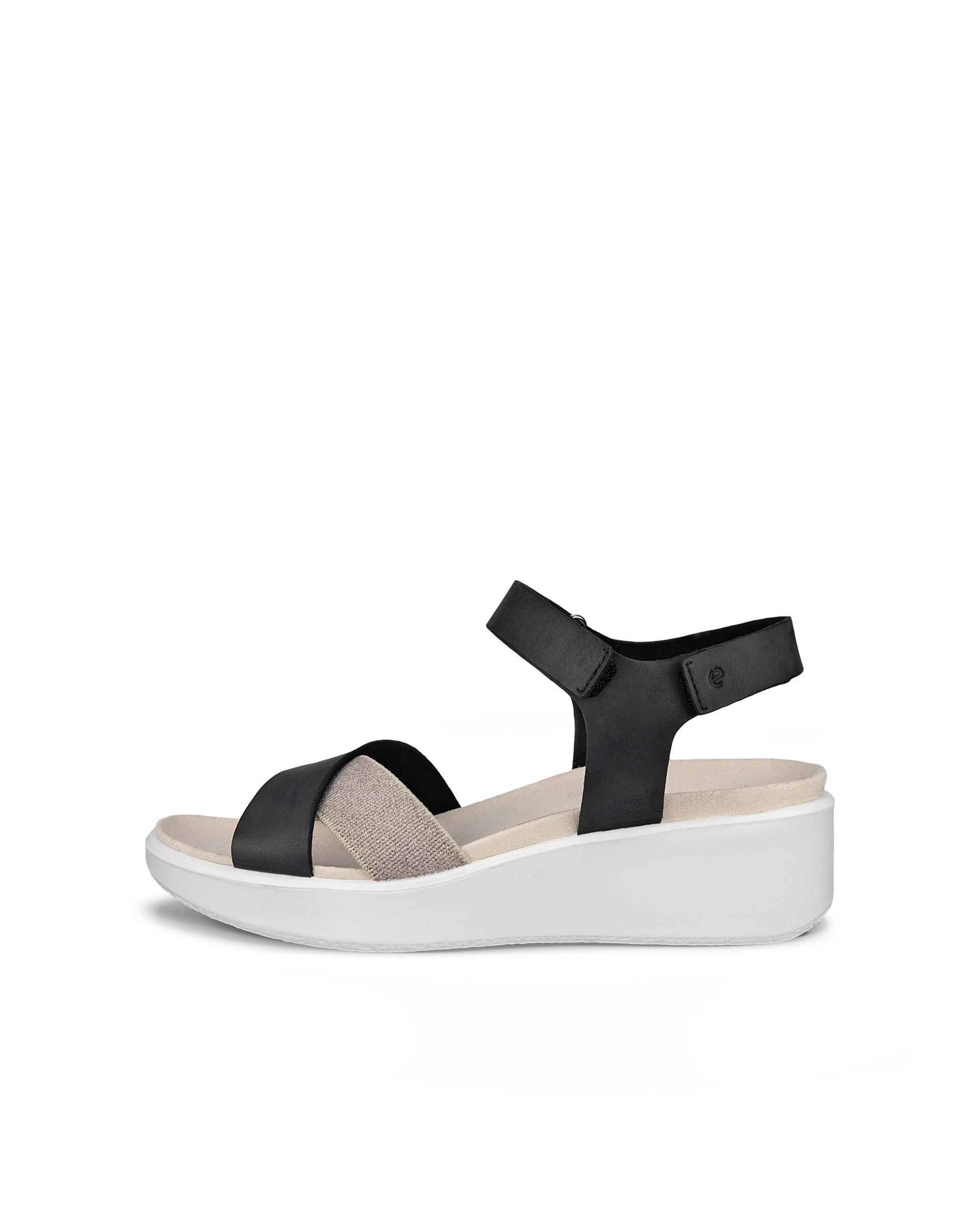Women's ECCO® Flowt Nubuck Cork-Heeled Wedge Sandal | Black | ECCO (US)