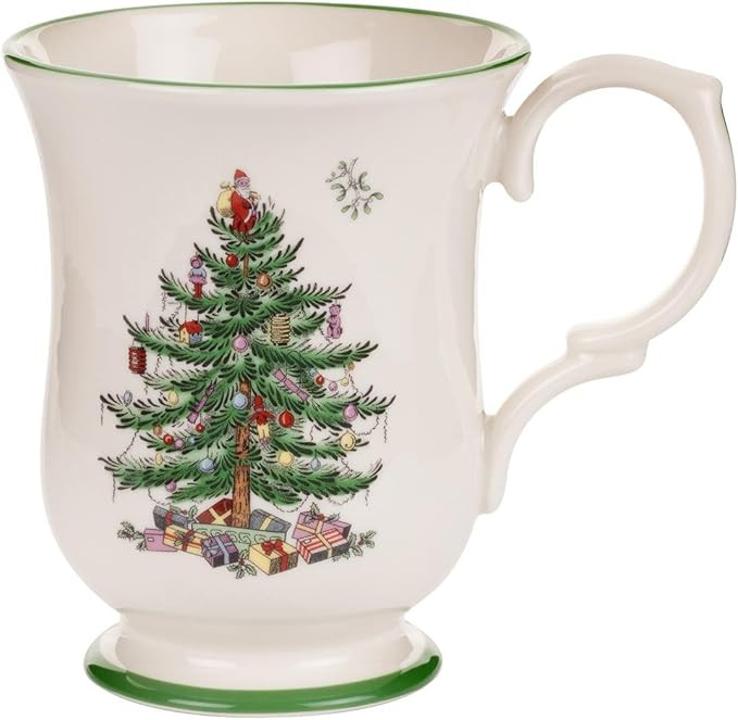 Spode Christmas Tree Footed Mug - 12 Oz Festive Mug for Coffee, Hot Cocoa, Lattes - Romantic Shap... | Amazon (US)