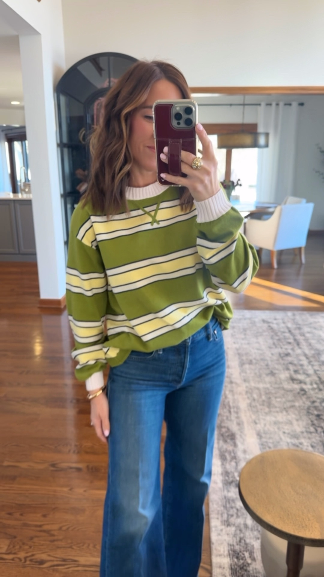 Ootd. Elevated casual. Must have!! 
Flats tts. Also in mesh. 
Xxs sweater. Stay tts if you want more oversized. 
Jeans tts, regular length 
Bracelet - code: twopeasinablog 

#LTKSeasonal #LTKOver40 #LTKootd