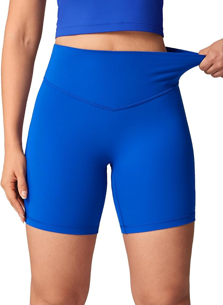 Hugcurve No Front Seam High Waisted Workout Biker Shorts for Women 6 Inches Tummy Control Buttery... | Amazon (US)