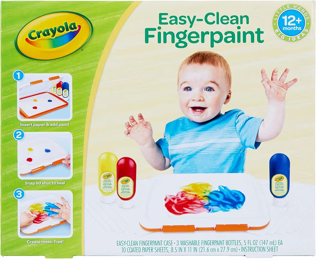 Crayola Mess Free Finger Painting Station – Washable Finger Paint for Toddlers, Christmas Gifts for Grandkids, Arts & Crafts Set, Sensory Activity, Travel Toy, Ages 1+ | Amazon (US)