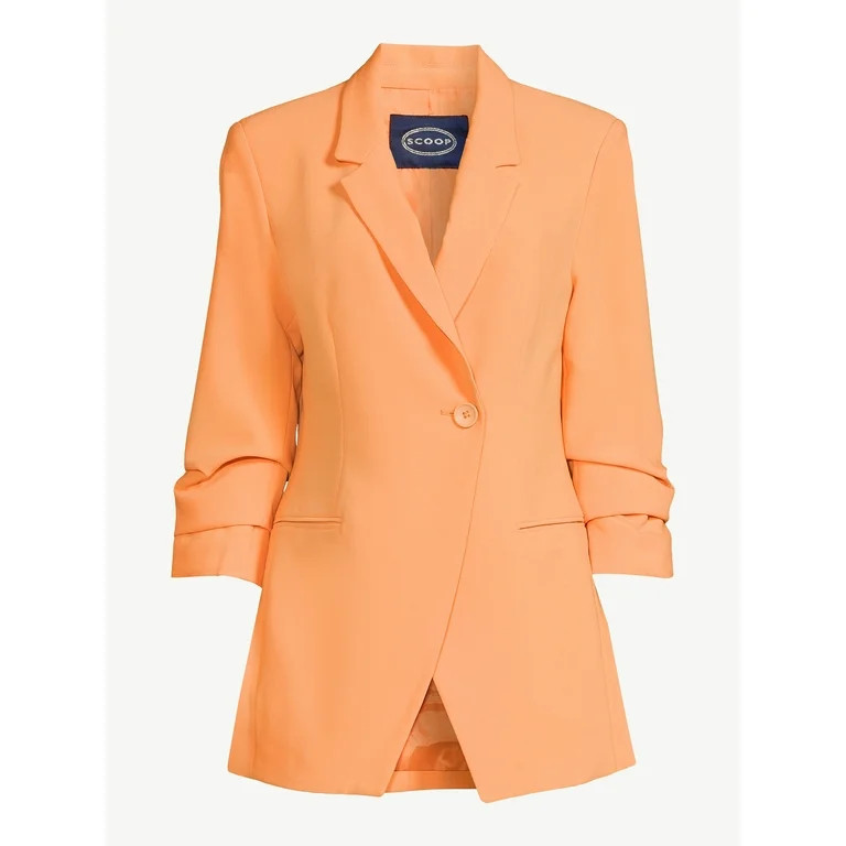 Scoop Women's Scrunch Sleeve Relaxed One Button Blazer, Sizes XS-XXL | Walmart (US)