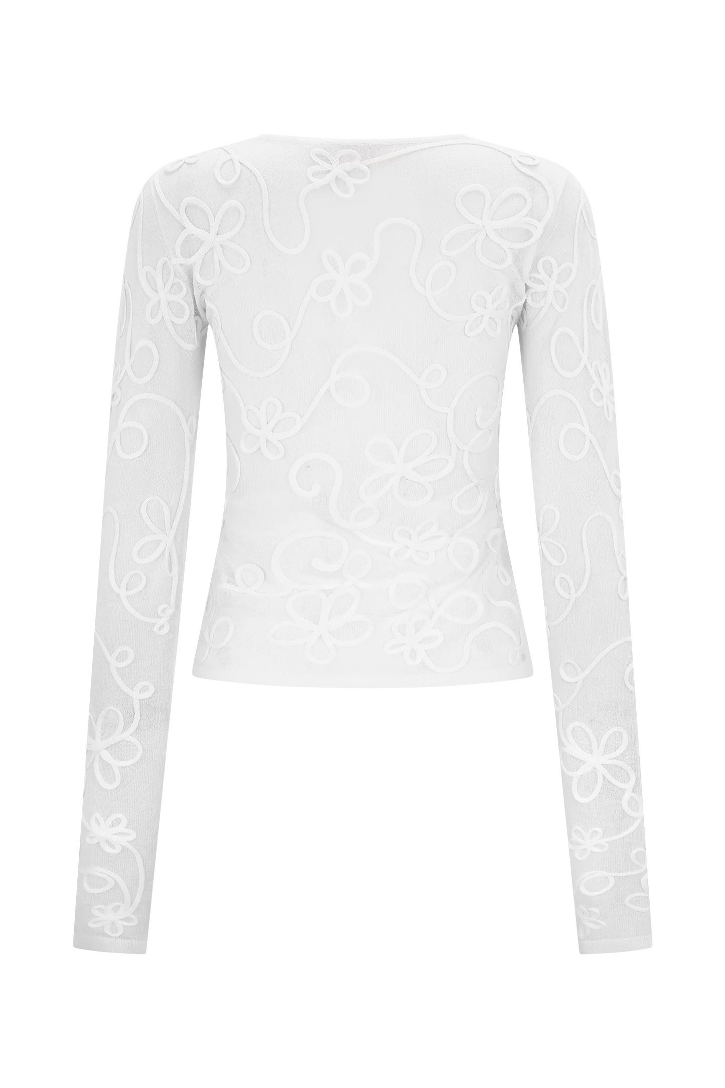 Omari Embroidery Long Sleeve Knit Top - Ivory | Meshki (APAC)