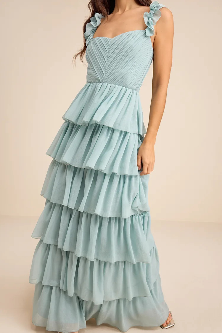 Alba Light Blue Ruffled Tiered Maxi Dress | Lulus