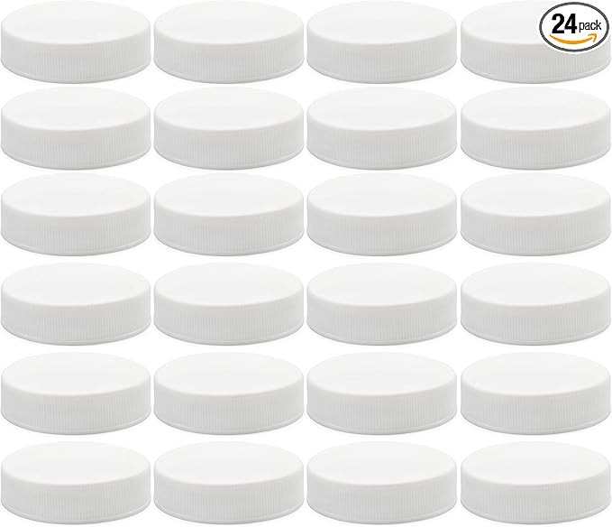 Cornucopia White Plastic Standard Mason Jar Lids (24-Pack); Regular Mouth Lined Storage Caps | Amazon (US)