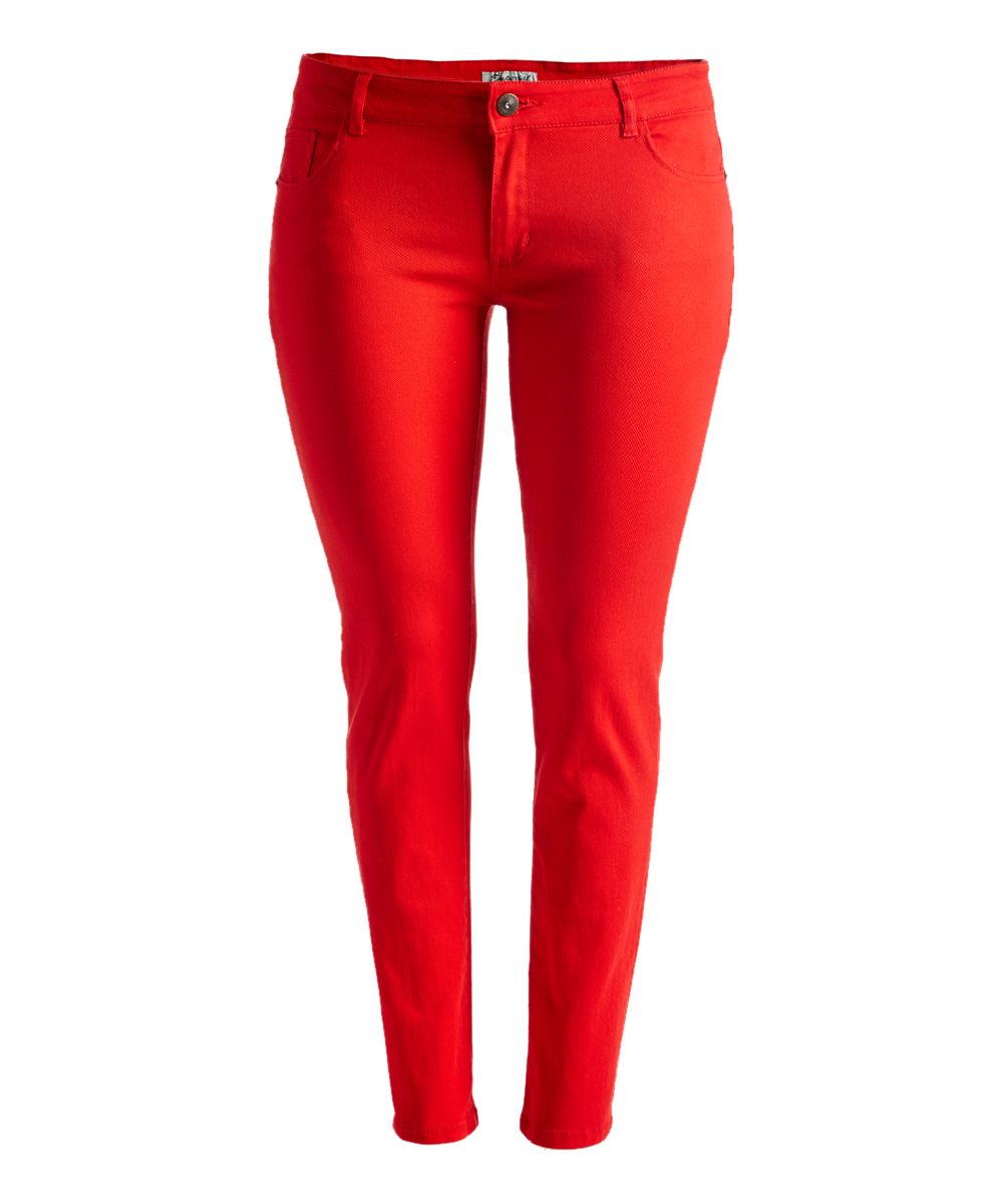Emperial Premium Women's Denim Pants and Jeans RED - Red Five-Pocket Skinny Pants - Women | Zulily