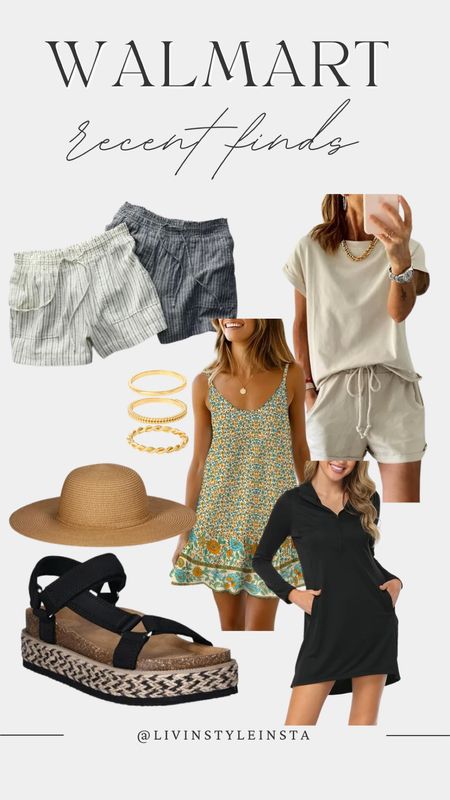 Cute spring and vacation finds at Walmart - Sun dress, matching set, swim coverup, vacation outfits, gold jewelry, pull on shorts, sandals, sun hat 

#LTKstyletip #LTKSeasonal #LTKfindsunder50