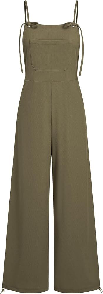 CIDER Womens Overalls Loose Fit Sleeveless Adjustable Strap Wide Leg Jumpsuits Summer Casual Outf... | Amazon (US)
