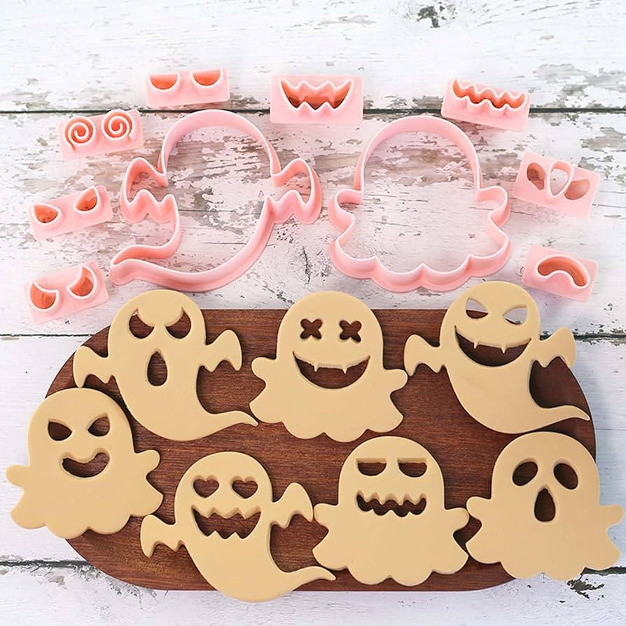 Mini Ghost Cookie Cutters, DIY 3d Halloween Raised Design Cookie Stamps     Cookie Cutter Set sui... | Amazon (US)