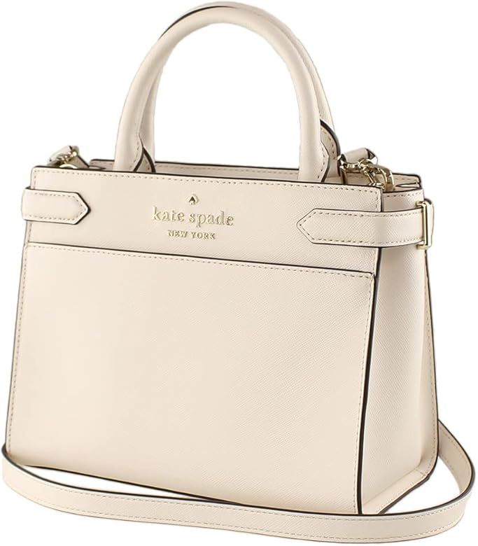 Kate Spade New York Staci Small Saffiano Leather Satchel Bag in Parchment | Amazon (US)