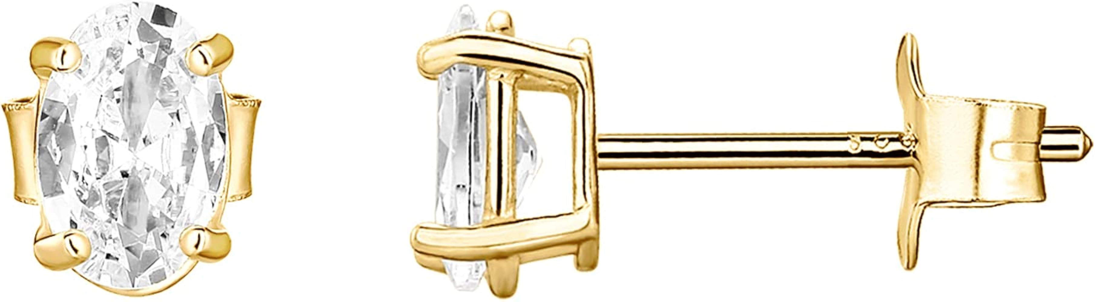 PAVOI 14K Gold Plated Sterling Silver Cubic Zirconia Stud Earrings for Women | Simulated Diamond ... | Amazon (US)