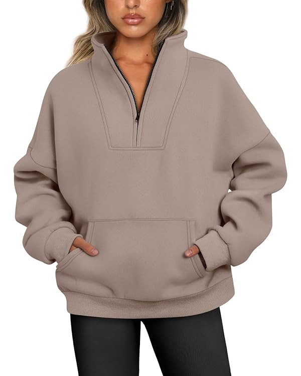 Trendy Queen Sweatshirts Half Zip Pullover Quarter Zip Oversized Sweaters Fall Outfits 2023 Y2K W... | Amazon (US)