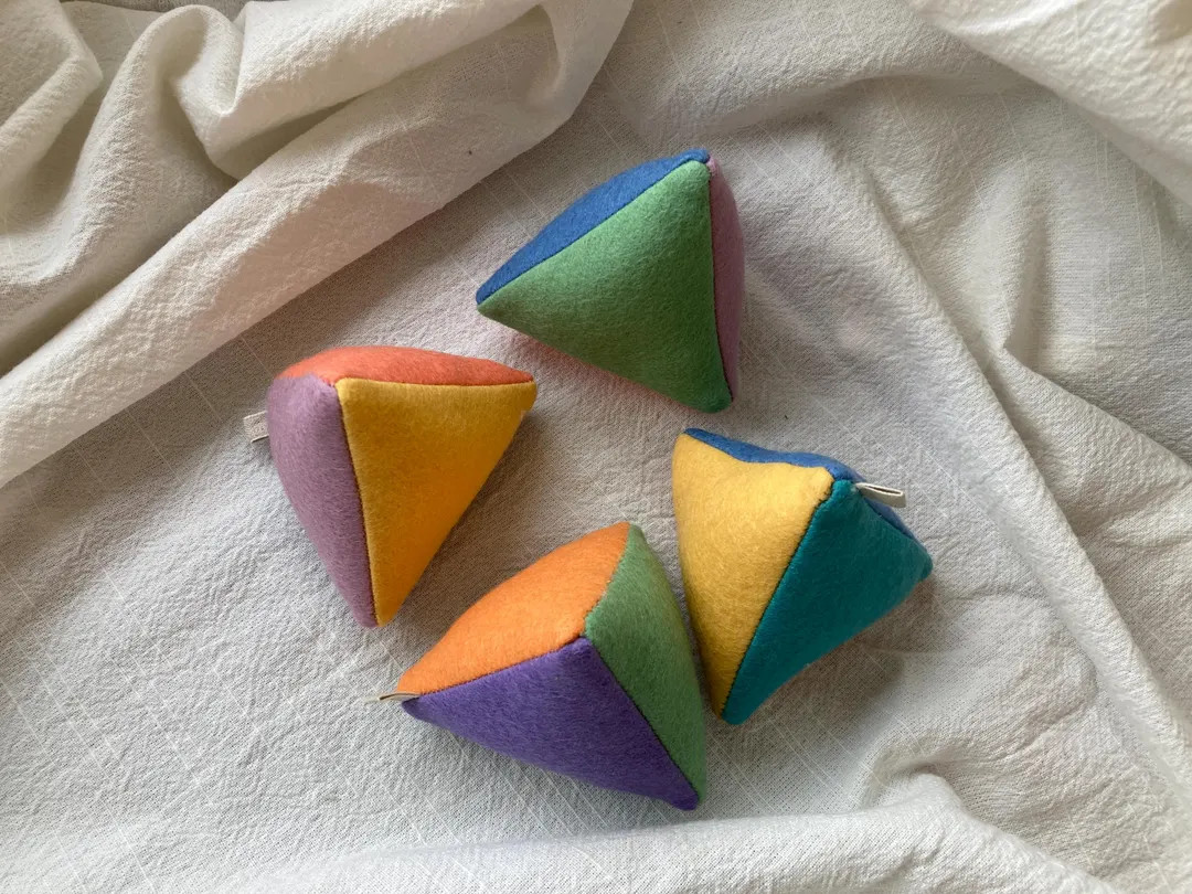 Handmade Waldorf Toy: Patchwork Multi Wool Felt Pyramid Block - Etsy | Etsy (US)