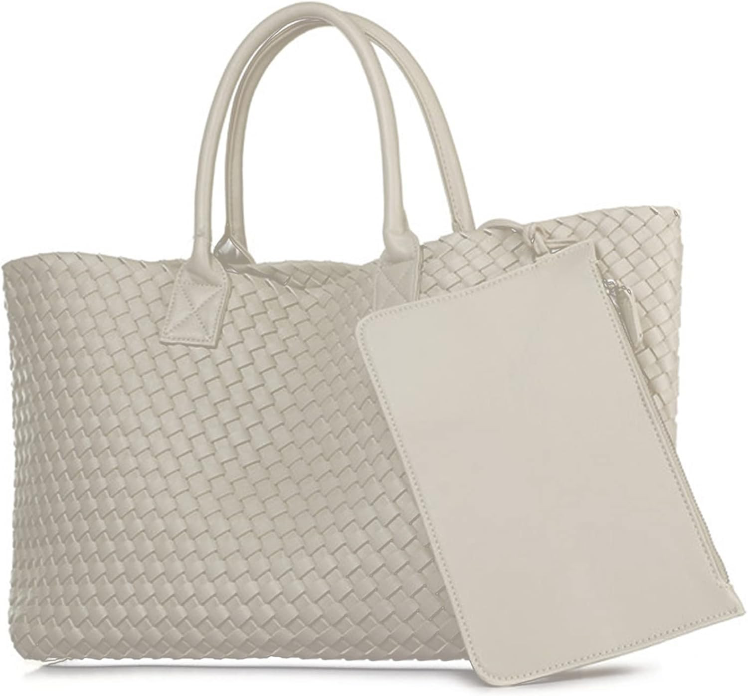 Fashion Woven Vegan Leather Shopper Bag Bucket Bag Travel Handbags and Purses Women Tote Bag Larg... | Amazon (US)