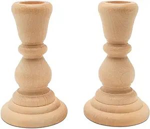 Classic Wooden Candlesticks 4 inches with 7/8 inch Hole, Set of 4 Unfinished Small Wooden Candle ... | Amazon (US)