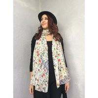 Floral Chiffon Scarf, Wildflower Print Boho Shawl, Women's Fashion | Etsy (US)