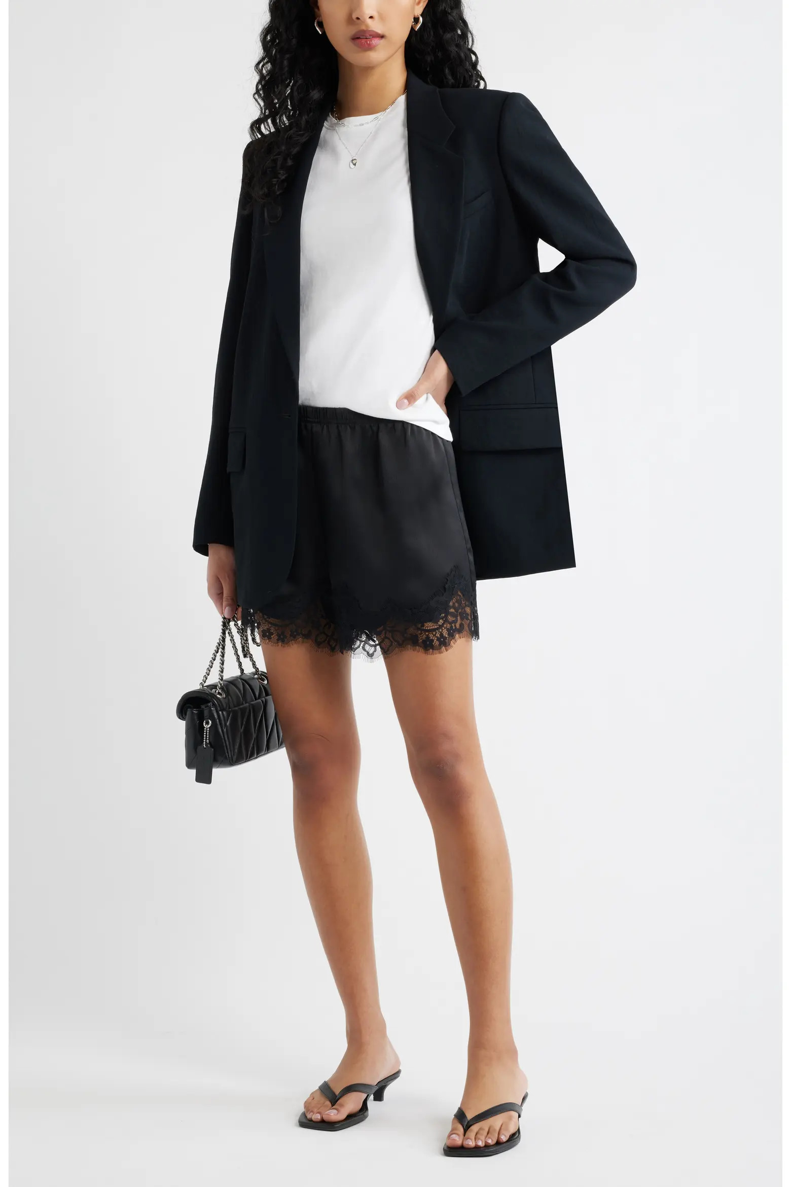 Lace Trim Satin Shorts (Women) | Nordstrom | Nordstrom