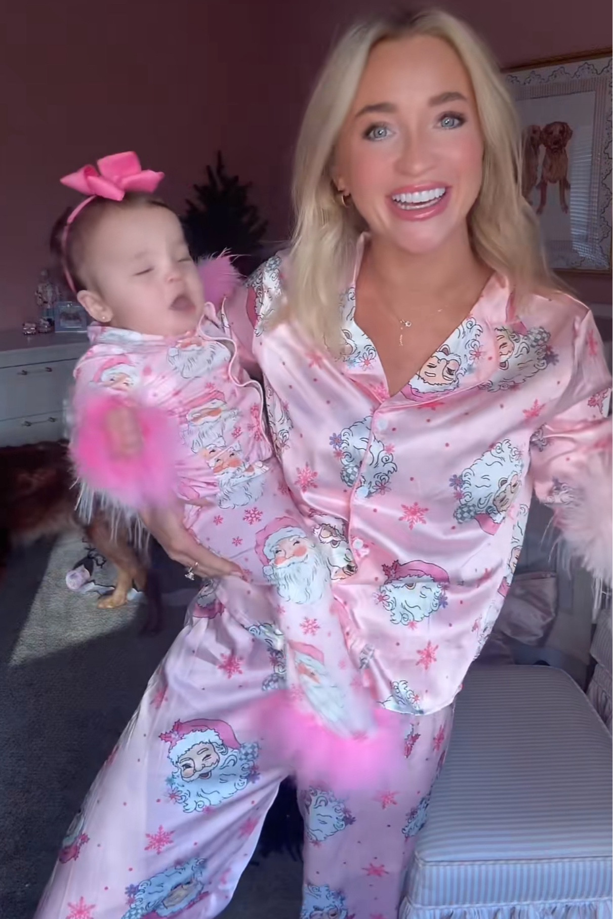 Matching mama and me pink Santa pajamas 💅🏼

#LTKBaby #LTKHoliday #LTKBump