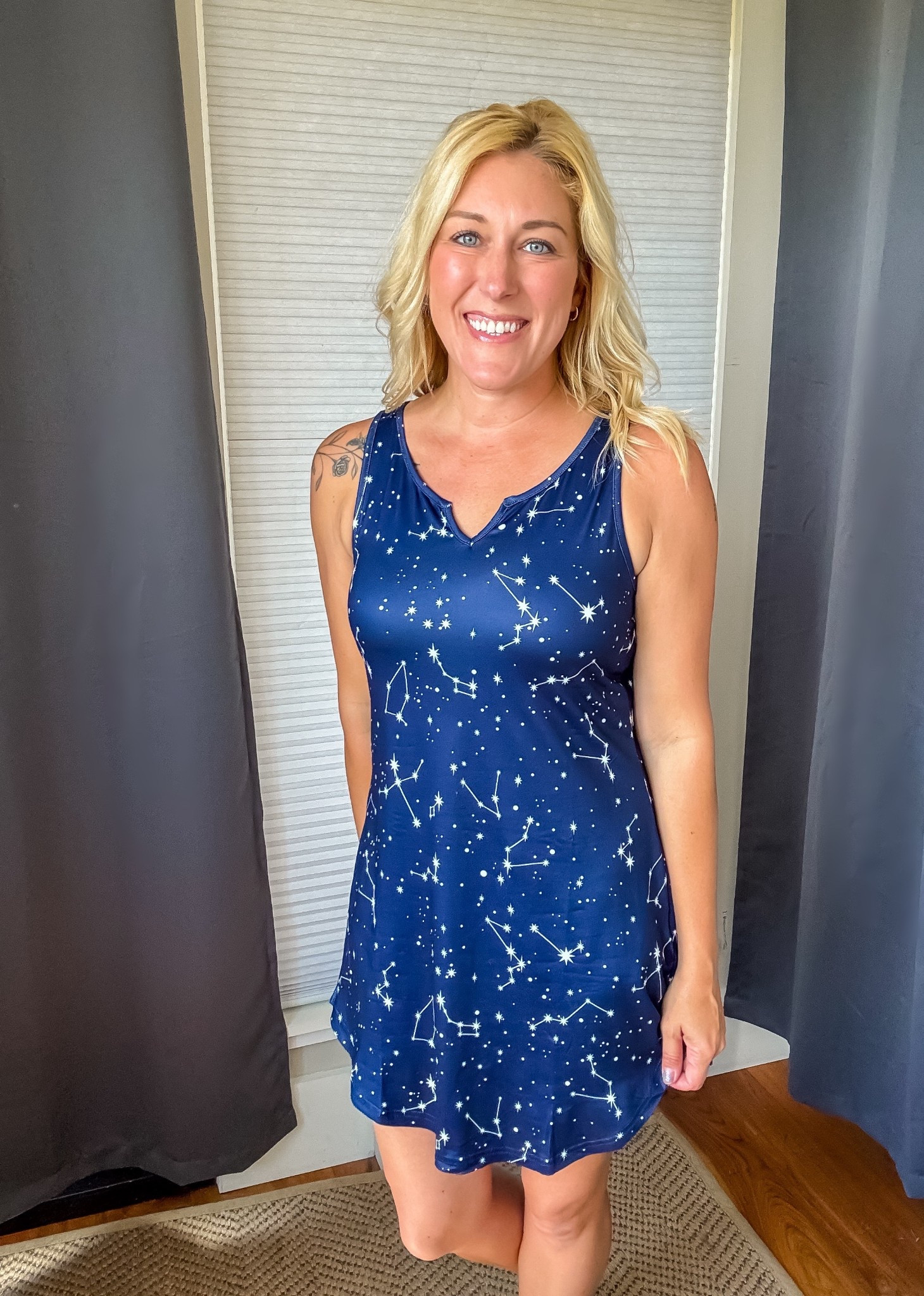 ✨This constellation-print nightgown is lightweight, buttery soft, and perfect for those warm summer nights. Slip it on, make a wish, and get ready for the coziest sleep ever. 🌙