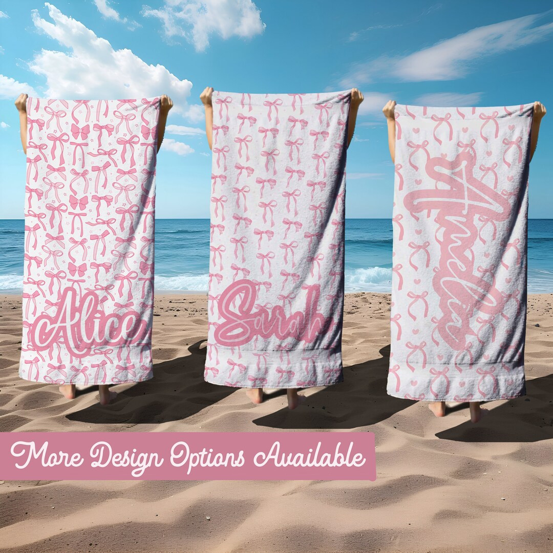 Coquette Personalized Beach Towel Name Design Custom Name Girly Towel Large Size Name Towel Vacat... | Etsy (US)