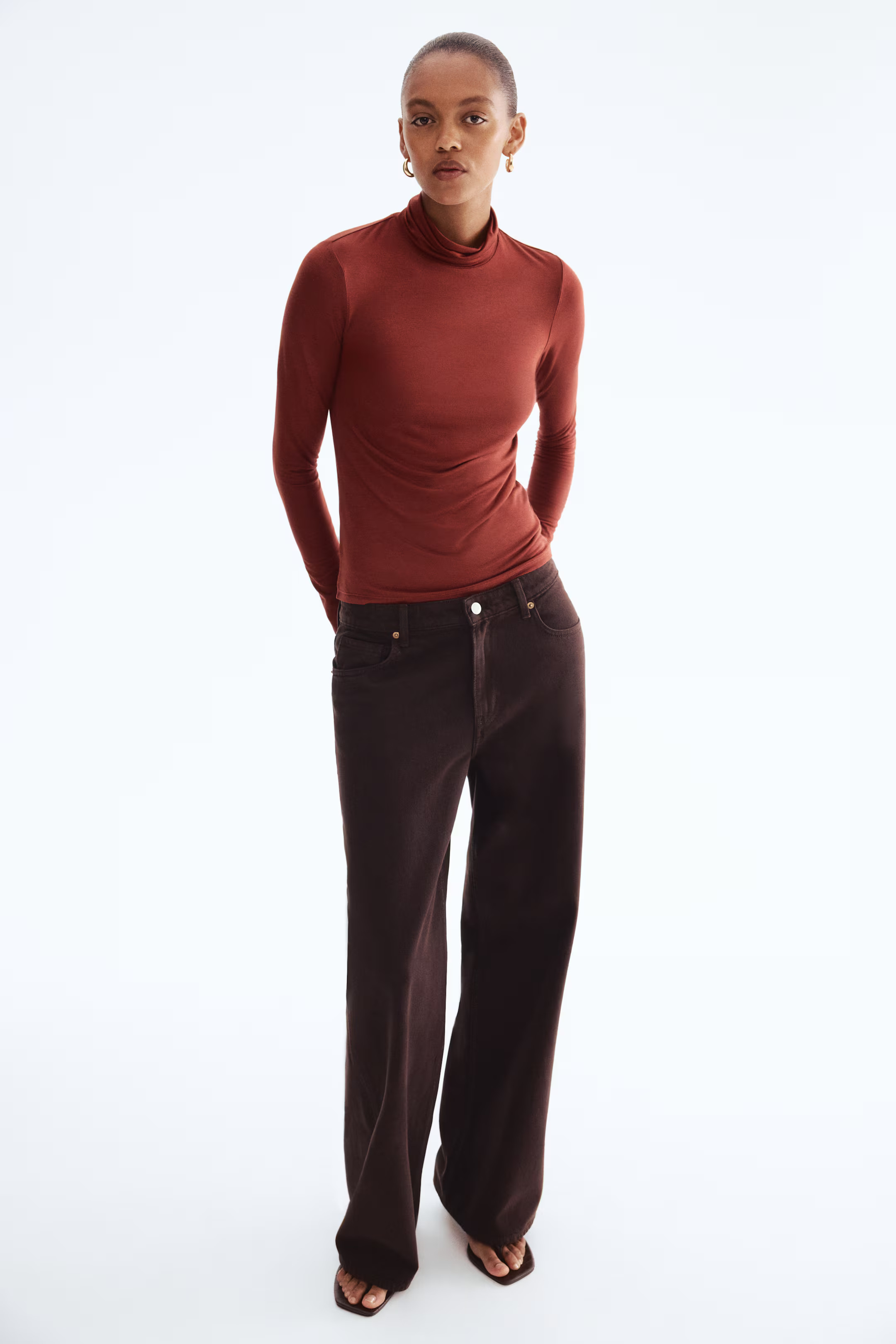 Viscose Turtleneck Top - Dark khaki green - Ladies | H&M US | H&M (US + CA)