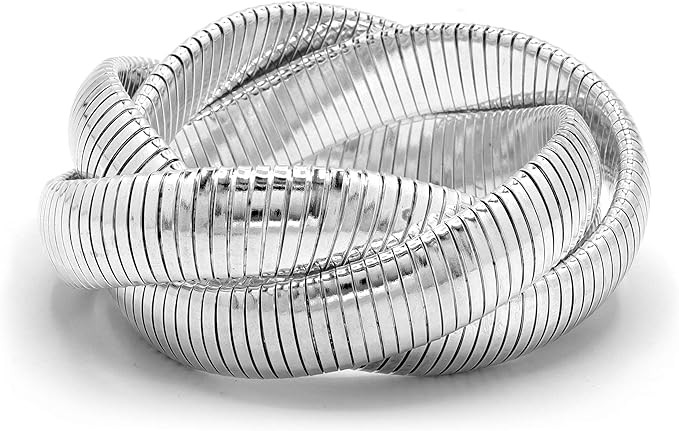 Marshal Metal Fashion Bracelet Omega Stretch Brass Triple Cobra Bracelet (Silver)(14mm x3) | Amazon (US)