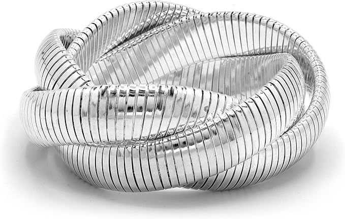 Marshal Metal Fashion Bracelet Omega Stretch Brass Triple Cobra Bracelet (Silver)(14mm x3) | Amazon (US)
