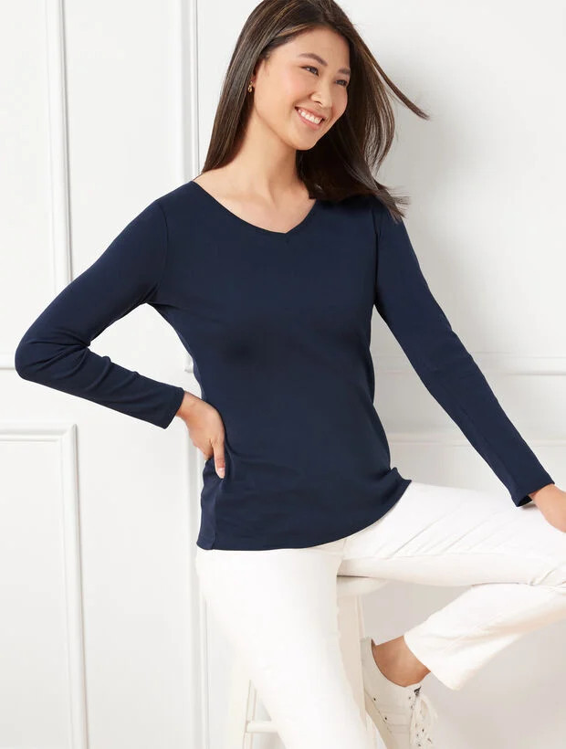 Pima V-Neck Tee | Talbots
