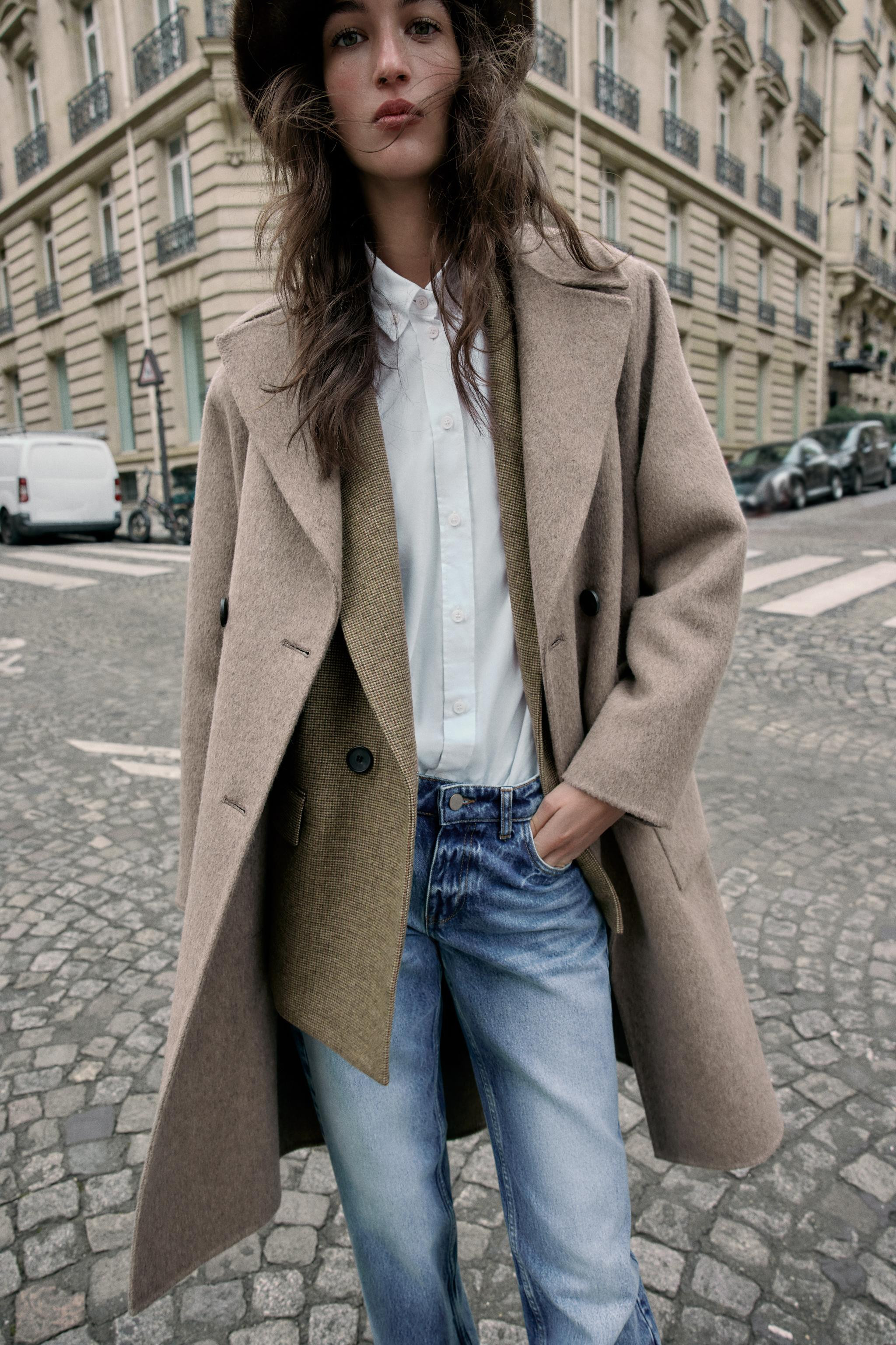 LONG DOUBLE-BREASTED WOOL COAT | Zara US