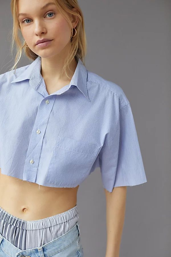 Urban Renewal Remade Super Crop Raw Hem Shirt | Urban Outfitters (US and RoW)