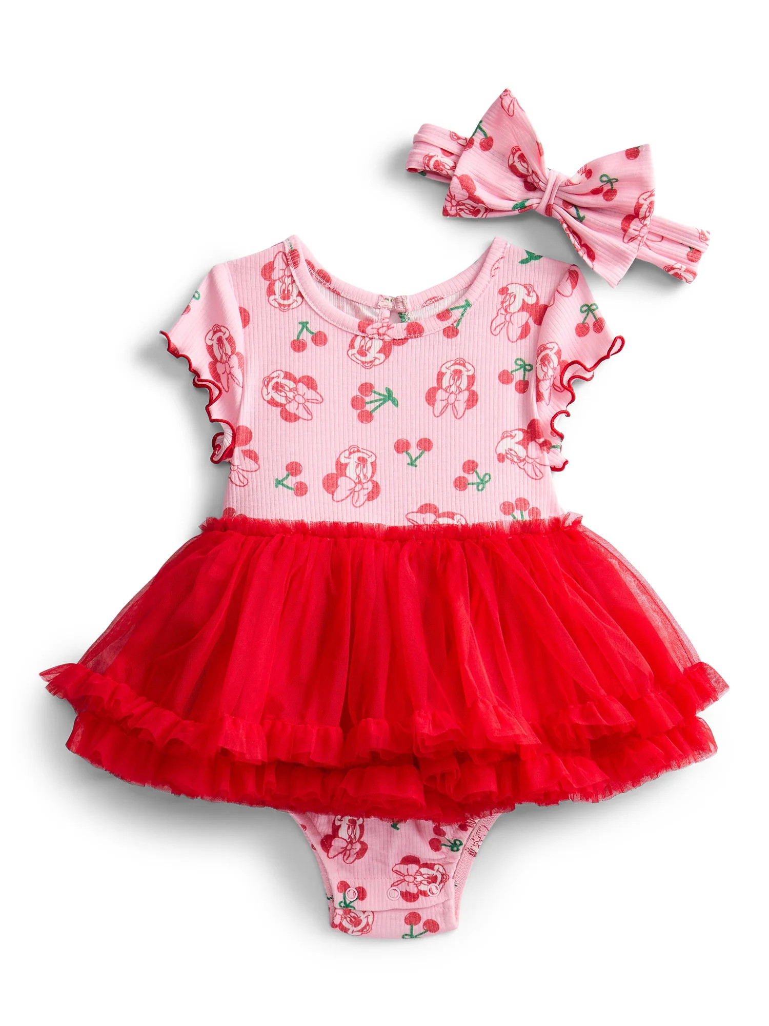 Minnie Mouse Baby Girls Tutu Bodysuit and Matching Headband, 2-Piece, Sizes 0/3M-24M | Walmart (US)