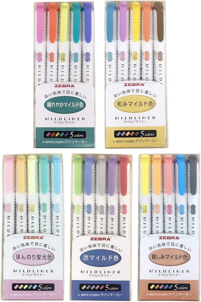 Zebra Mildliner highlighter pen set, 25 Pastel Color set (Count) (Count) (Count) | Amazon (US)