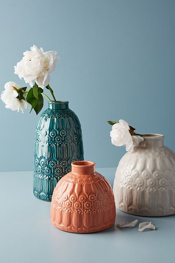 Embossed Floral Vase | Anthropologie (US)