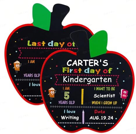 WhatSign First Day of School Sign - Apple Shape 10" X 11" Double Sided Chalkboard Reusable - Back... | Amazon (US)