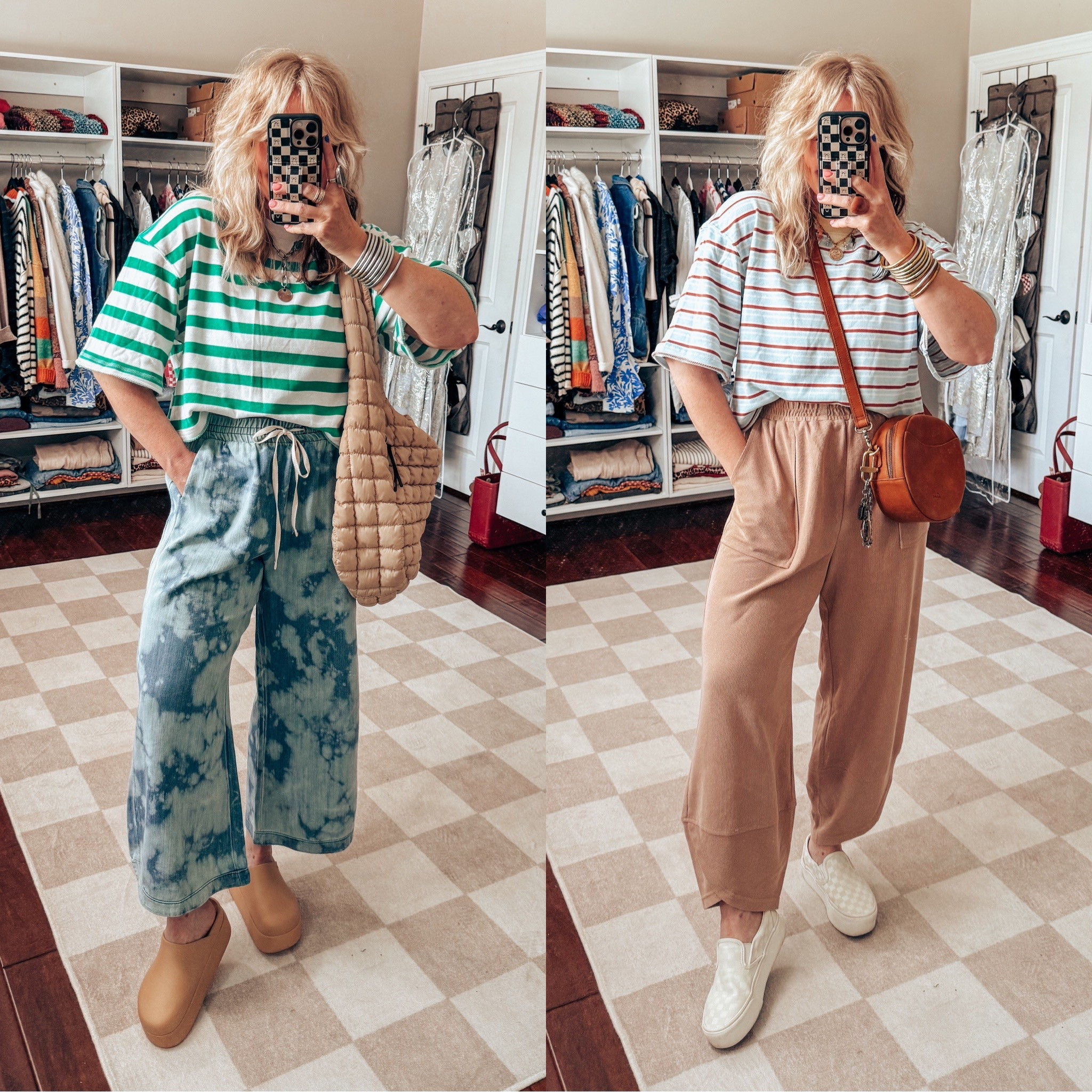 2 $18 tops styled 2 fun ways for spring 
First Look
•Top - I did a small but if you want the boxier fit stay true to size. 
•Denim wash drawstring pants - size M and from @threebirdnest (save with code MANDIE20MAULDIN) link is 👇🏼
https://collabs.shop/yxhqqt
•Crocs - sized down
Second Look 
•Top - same fit as I said above 
Pants - M
•Checkered Vans - sized down 

Earrings are @shopbeljoy save with code MANDIE25 
Silver link necklace is @twistedsilver save with code MANDIE20 


#LTKOver40 #LTKFindsUnder50 #LTKStyleTip