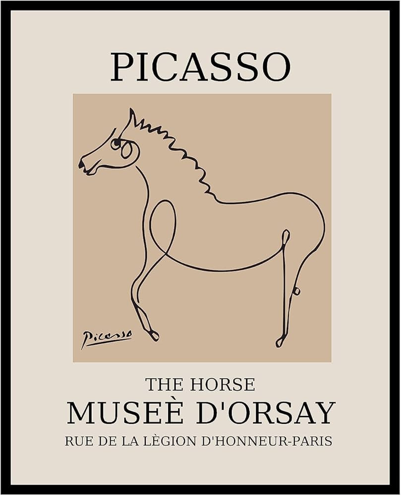 Poster Master Vintage Picasso Poster - Retro Horse Print - Line Drawing Art - Sketch Art - Gift f... | Amazon (US)