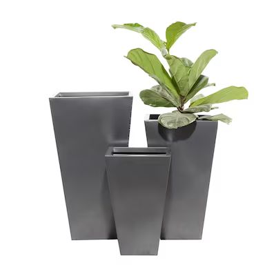 Grayson Lane 3-Pack 15-in x 25-in Black Metal Planter | Lowe's