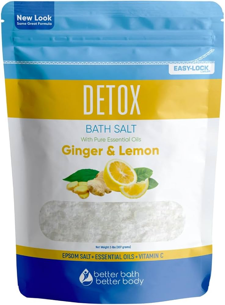 Detox Bath Salt 32 Ounces Epsom Salt with Natural Ginger and Lemon Essential Oils Plus Vitamin C ... | Amazon (US)