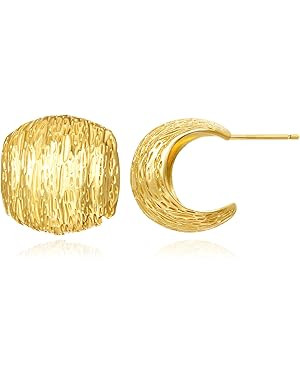 Cicy Bell Chunky Earrings for Women Imitation Gold Plating Minimalist Textured Vintage Large Stat... | Amazon (US)