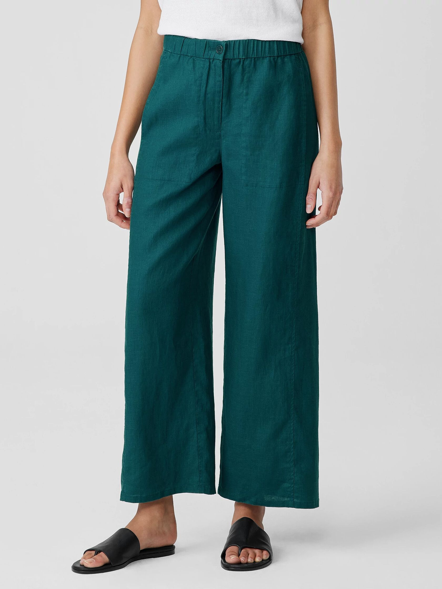 Organic Linen Wide Trouser Pant | Eileen Fisher