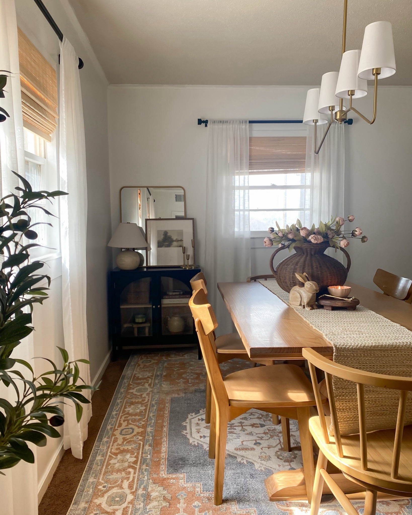 Dining room idea ✨ spring dining table decor, easter centerpiece idea, table runner, antonia vase, wicker vase, pink peonies, wooden bunny, round footed, candle trimmer, linear pendant light, spring candle, mcgee and co, target home decor, Walmart best seller

#LTKSeasonal #LTKSaleAlert #LTKHome