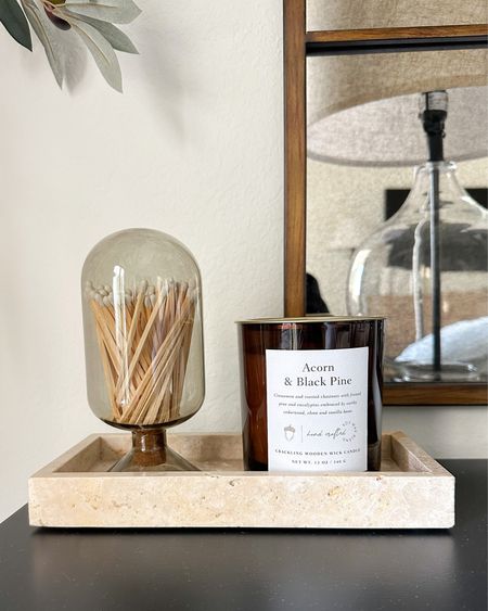 Nightstand styling including this fall candle from Target that smells so good! Like a woodsy, elevated fall scent! 20% off candles during Target Circle Week!

#LTKhome #LTKSeasonal #LTKsalealert